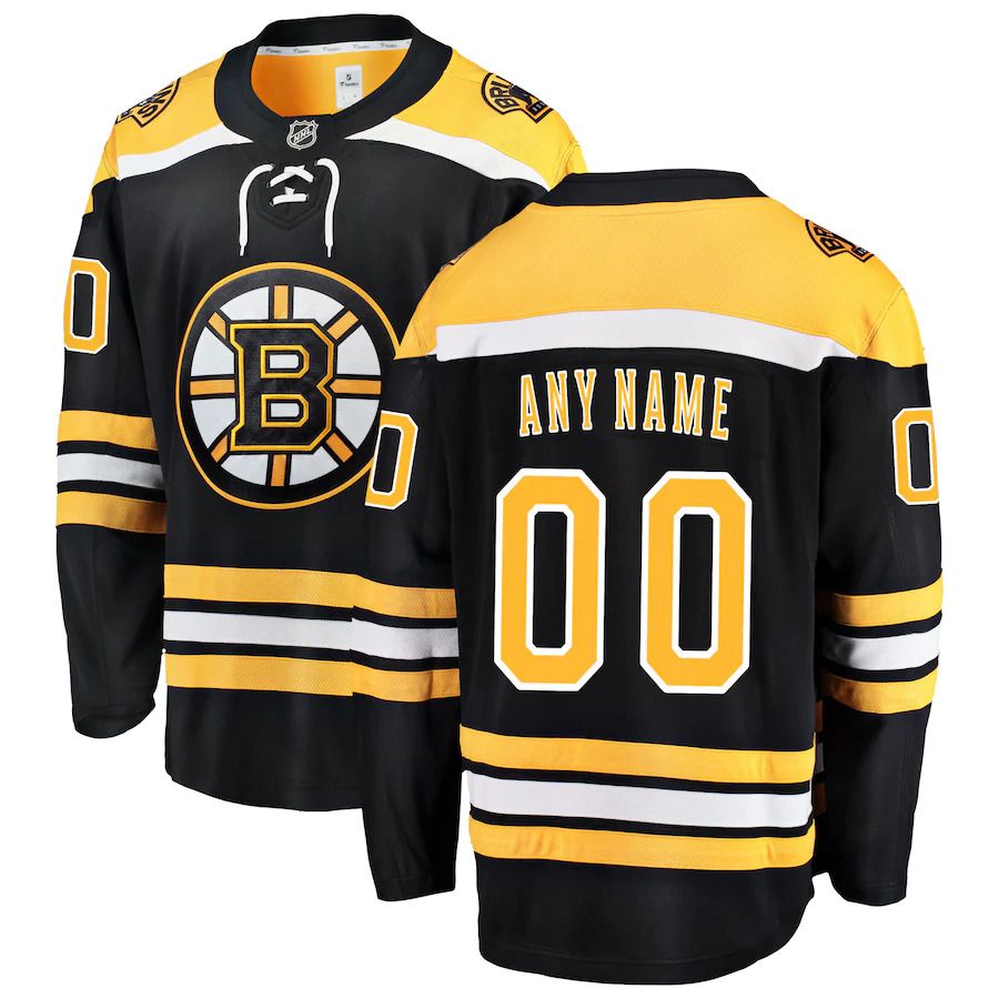 Men Boston Bruins Fanatics Branded Black Home Breakaway Custom NHL Jersey